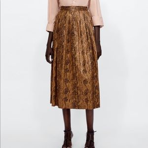 Zara Snake Print Midi Skirt